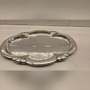 Elegant Silver Tray with Gold Accents